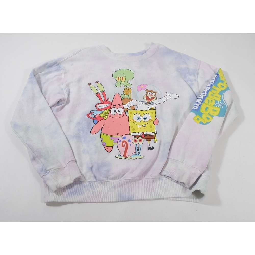 Nickelodeon Sweatshirt Womens L Multicolor Spongebob Squarepants Tie Dye Graphic